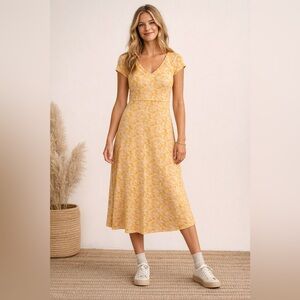 Pact Fit and Flare Organic Cotton Dress Back Cutout, size M